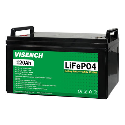 Baterai penyimpanan energi Visench kustomisasi 12v 120ah RV Lithium Iron Phosphate Baterai 12V Lifepo4 Baterai