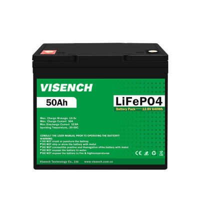 Visench 12V 50Ah Lifepo4 Lithium Iron Battery Pack Deep Cycle Times Battery Lifepo4 12V Untuk Sistem Energi Surya