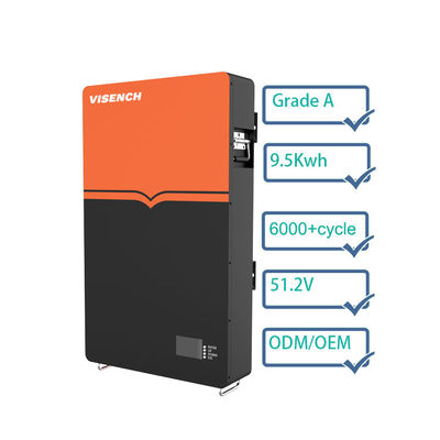 Pabrik Viench Kualitas tinggi dipasang di dinding 9.5Kwh 48V Lifepo4 200Ah Lithium Ion Baterai Untuk penggunaan rumah Sistem surya Energi penyimpanan
