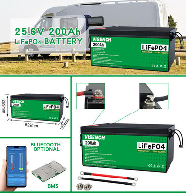 Visench pabrik langsung Litium 12V 24V 100Ah 120Ah 200Ah Deep 6000 Siklus dengan BMS untuk baterai surya lifepo4
